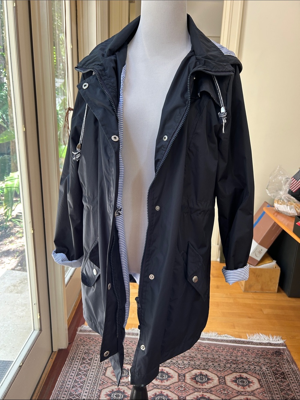 Women’s Black Rain Anorak Jacket - Classic Lightweight Coat